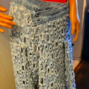 Distressed Denim Skirt
